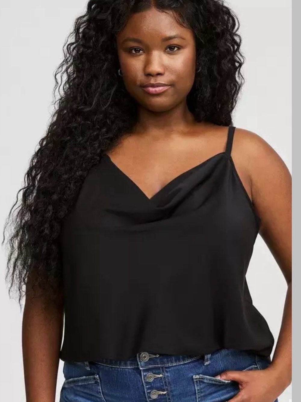 Torrid Black Studio Crepe De Chine Satin Cowl Neck Spaghetti Strap Cami Size 1X